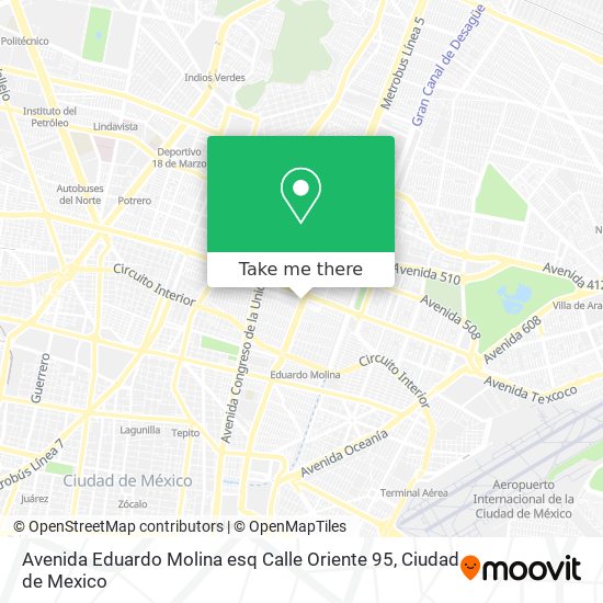 Mapa de Avenida Eduardo Molina esq Calle Oriente 95