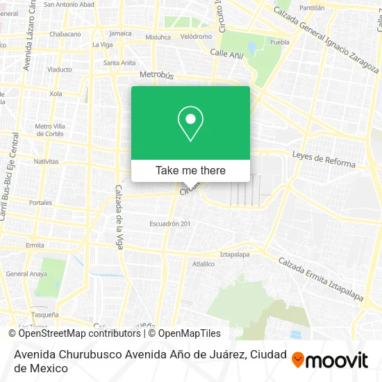 Avenida Churubusco Avenida Año de Juárez map