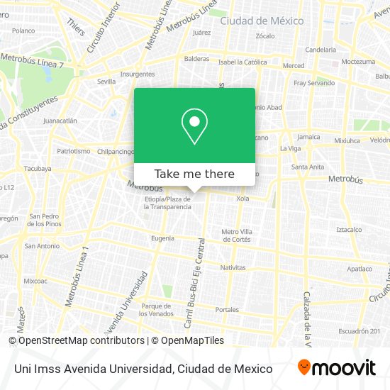 Mapa de Uni Imss Avenida Universidad