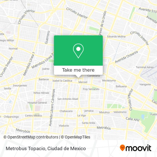 Mapa de Metrobus Topacio