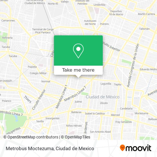Metrobus Moctezuma map