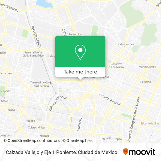Calzada Vallejo y Eje 1 Poniente map