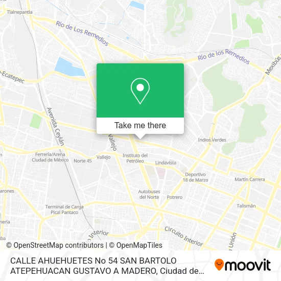 CALLE AHUEHUETES No  54  SAN BARTOLO ATEPEHUACAN  GUSTAVO A  MADERO map