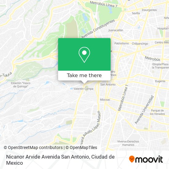 Mapa de Nicanor Arvide Avenida San Antonio