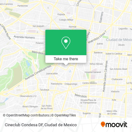 Mapa de Cineclub Condesa DF