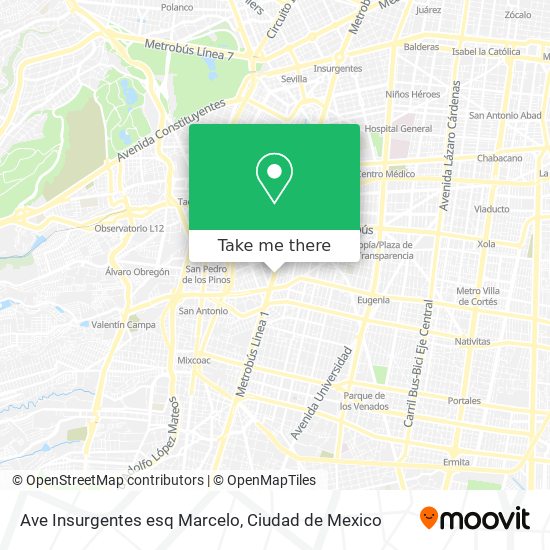 Mapa de Ave Insurgentes esq Marcelo