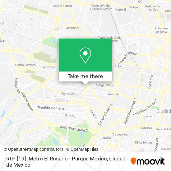 RTP [19]: Metro El Rosario - Parque México map