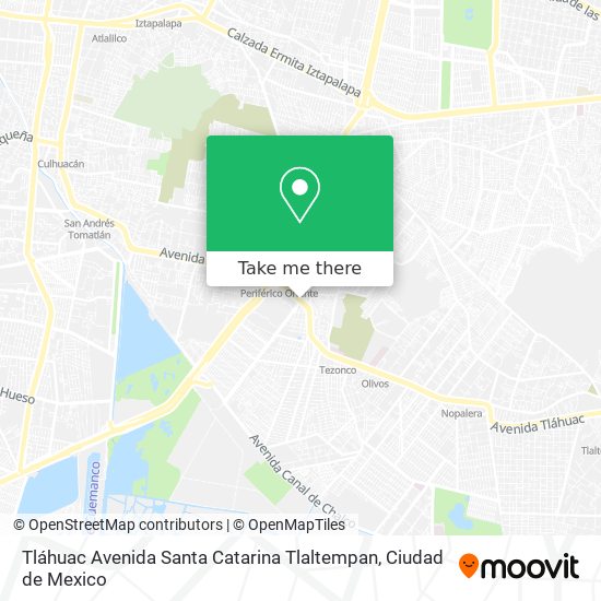 Mapa de Tláhuac Avenida Santa Catarina Tlaltempan
