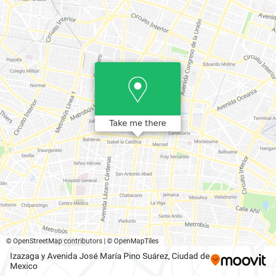 Izazaga y Avenida José María Pino Suárez map