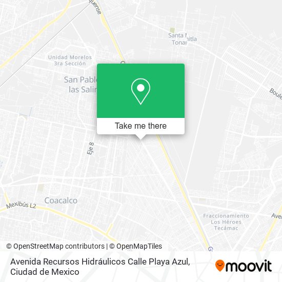 Mapa de Avenida Recursos Hidráulicos Calle Playa Azul