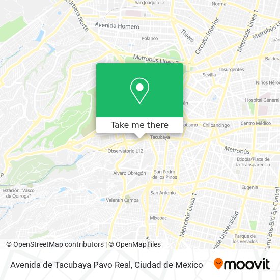 Avenida de Tacubaya Pavo Real map