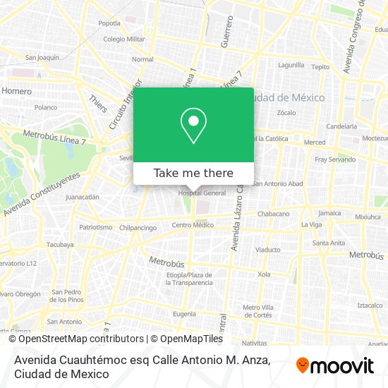Mapa de Avenida Cuauhtémoc esq Calle Antonio M. Anza