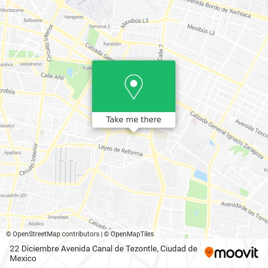 22 Diciembre Avenida Canal de Tezontle map