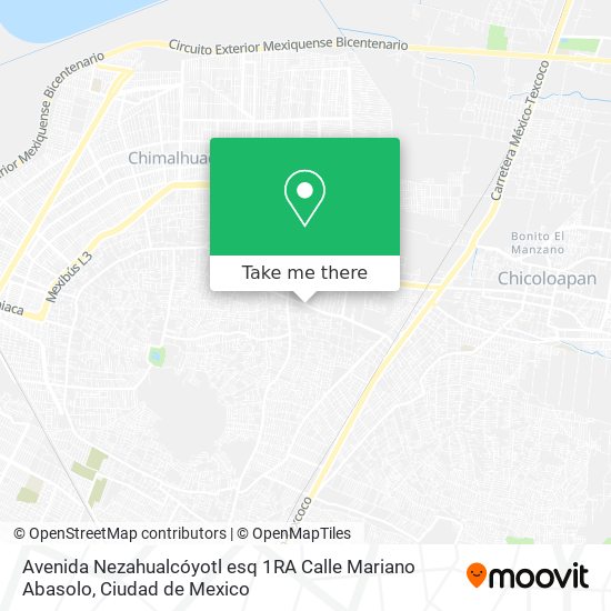 Avenida Nezahualcóyotl esq 1RA Calle Mariano Abasolo map