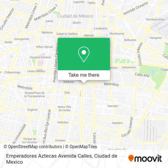 Emperadores Aztecas Avenida Calles map
