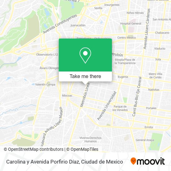 Carolina y Avenida Porfirio Díaz map