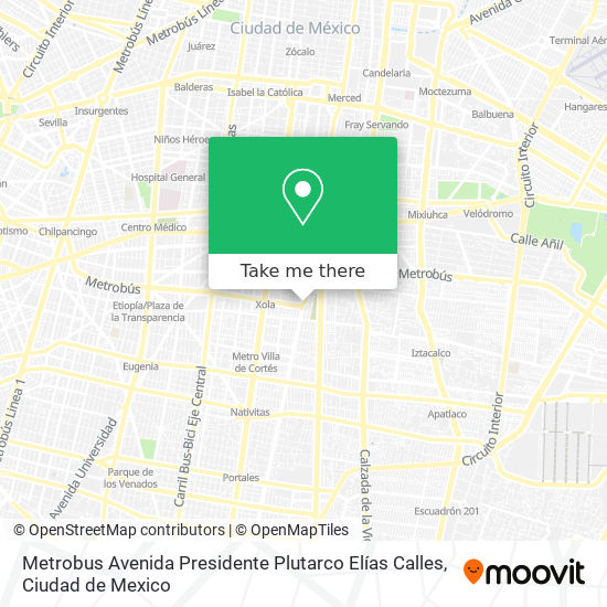 Mapa de Metrobus Avenida Presidente Plutarco Elías Calles