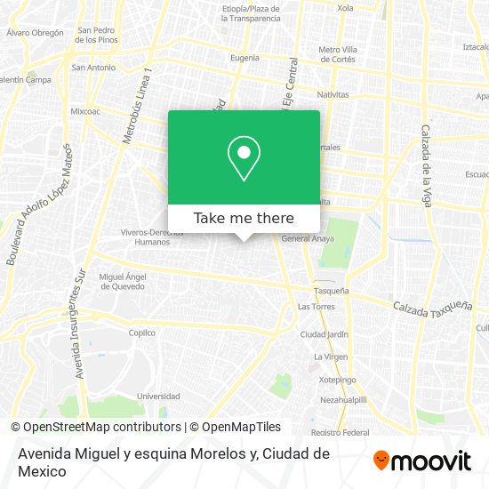 Avenida Miguel y esquina Morelos y map