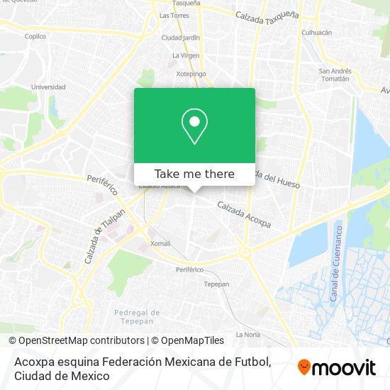 Acoxpa esquina Federación Mexicana de Futbol map