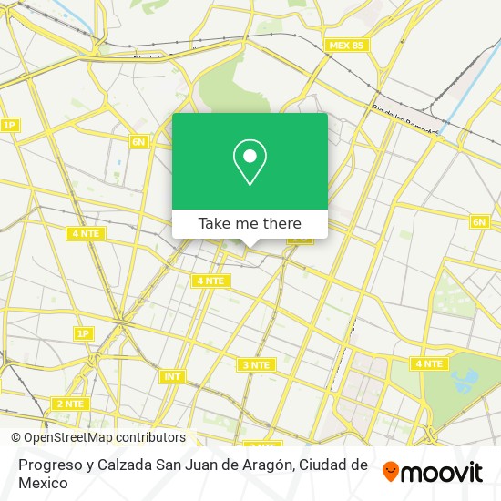 Mapa de Progreso y Calzada San Juan de Aragón
