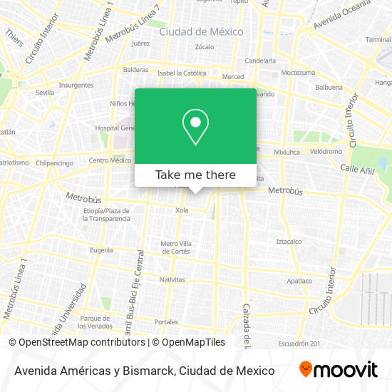 Avenida Américas y Bismarck map