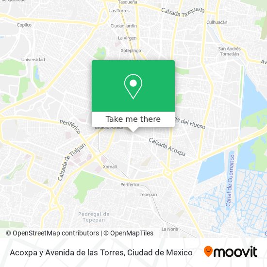 Acoxpa y Avenida de las Torres map