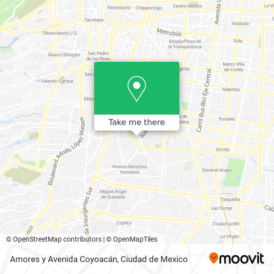 Mapa de Amores y Avenida Coyoacán