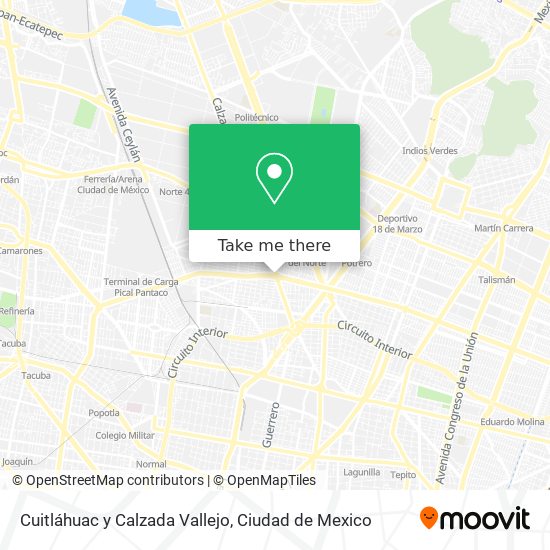 Cuitláhuac y Calzada Vallejo map