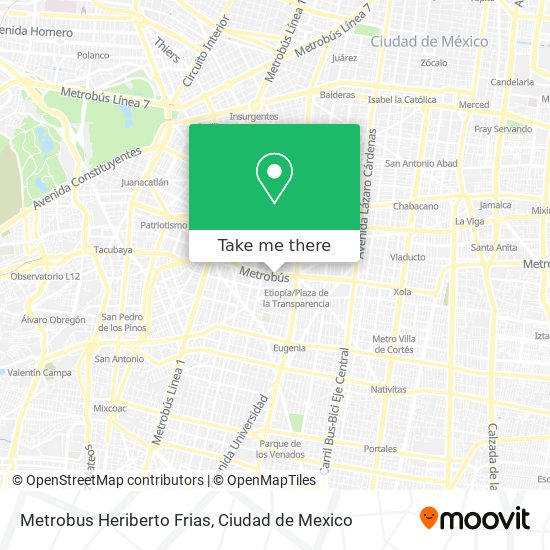 Mapa de Metrobus Heriberto Frias