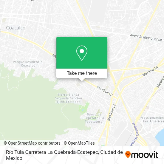 Río Tula Carretera La Quebrada-Ecatepec map