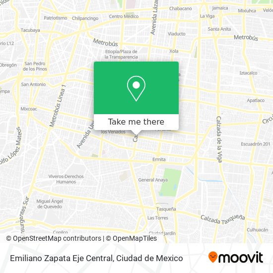 Emiliano Zapata Eje Central map