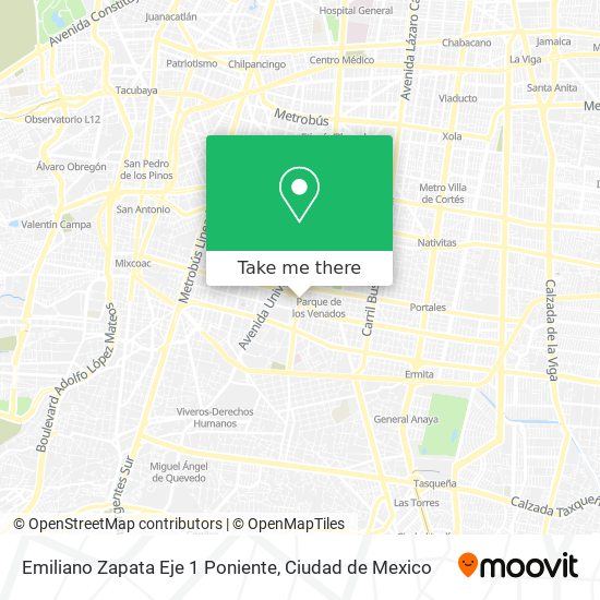 Mapa de Emiliano Zapata Eje 1 Poniente
