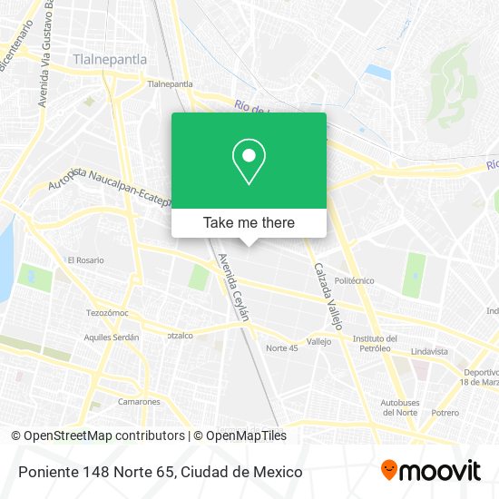 Poniente 148 Norte 65 map