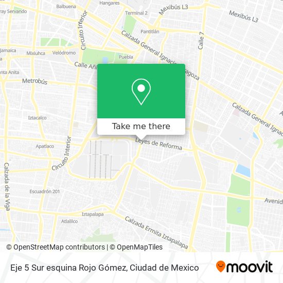 Eje 5 Sur esquina Rojo Gómez map