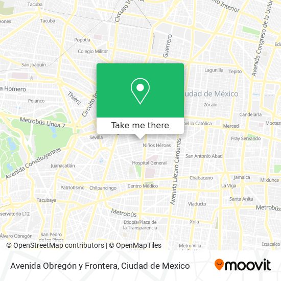 Avenida Obregón y Frontera map