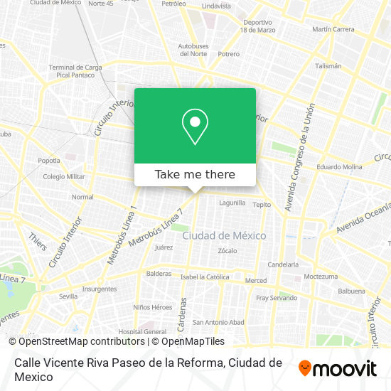 Calle Vicente Riva Paseo de la Reforma map