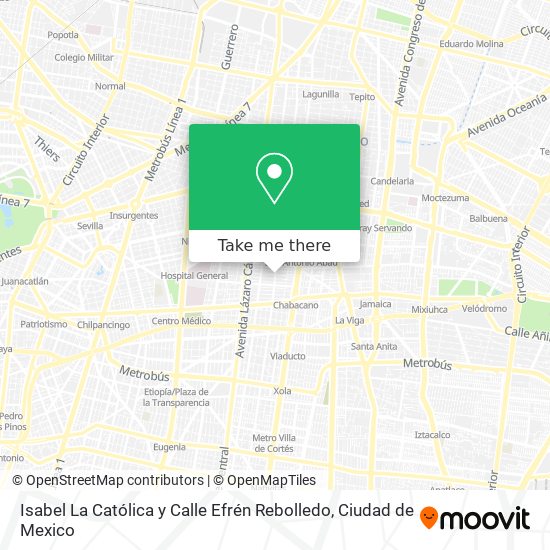 Mapa de Isabel La Católica y Calle Efrén Rebolledo