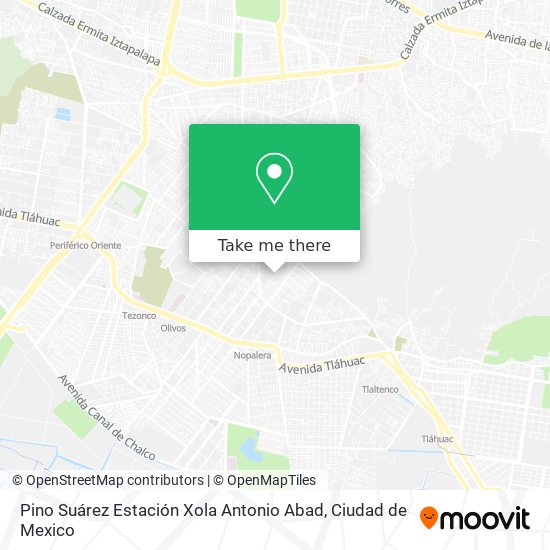 Pino Suárez Estación Xola Antonio Abad map