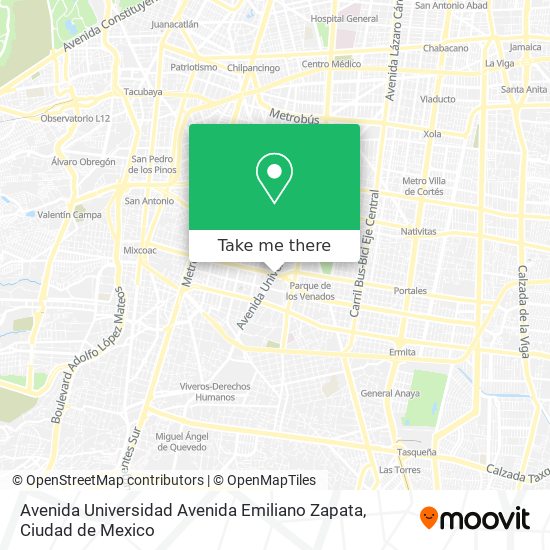 Mapa de Avenida Universidad Avenida Emiliano Zapata