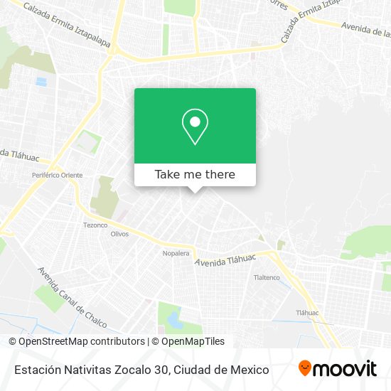 Estación Nativitas Zocalo 30 map