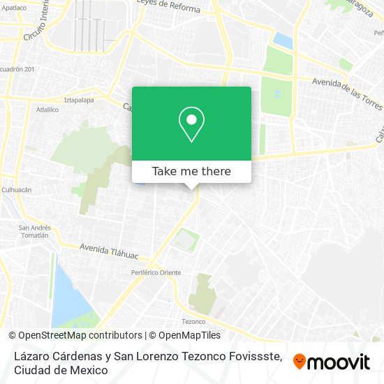 Lázaro Cárdenas y San Lorenzo Tezonco Fovissste map