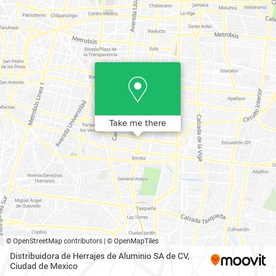 Distribuidora de Herrajes de Aluminio SA de CV map