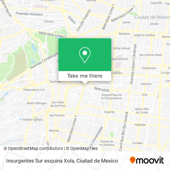 Mapa de Insurgentes Sur esquina Xola