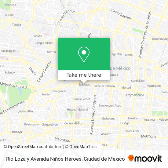 Río Loza y Avenida Niños Héroes map