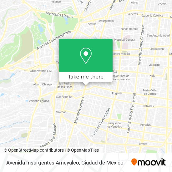 Avenida Insurgentes Ameyalco map