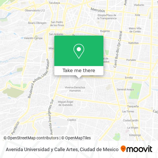 Avenida Universidad y Calle Artes map