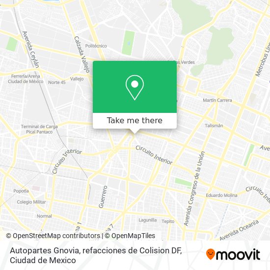Mapa de Autopartes Gnovia, refacciones de Colision DF