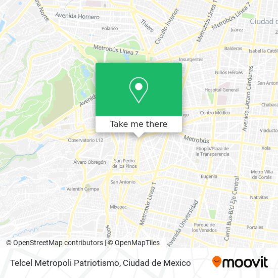 Mapa de Telcel Metropoli Patriotismo