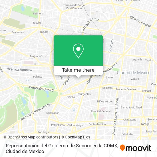 Representación del Gobierno de Sonora en la CDMX map