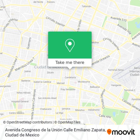 Avenida Congreso de la Unión Calle Emiliano Zapata map